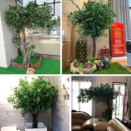 Outdoor Interior Simulation Plants Artificial Ficus Tree Large Fake Banyan Tree Hotel Shopping Mall Floor Living Room Green Plant Landscaping Decoration(B,5mx4m)
