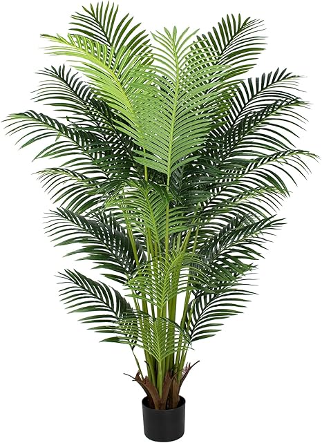6 Ft Artificial Tropical Palm Tree With 24 Removable Leaves - Large Faux Plant for Indoors and Outdoors, Silk Housewarming Gift, K185