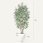 8FT Artificial Ficus Tree, Indoor Faux Ficus Plant with Realistic Leaves & Natural Wood Trunk, 8ft Tall, Green, All Seasons, Perfect for Living Room Home Decor