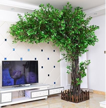 Outdoor Interior Simulation Plants Artificial Ficus Tree Large Fake Banyan Tree Hotel Shopping Mall Floor Living Room Green Plant Landscaping Decoration(B,5mx4m)