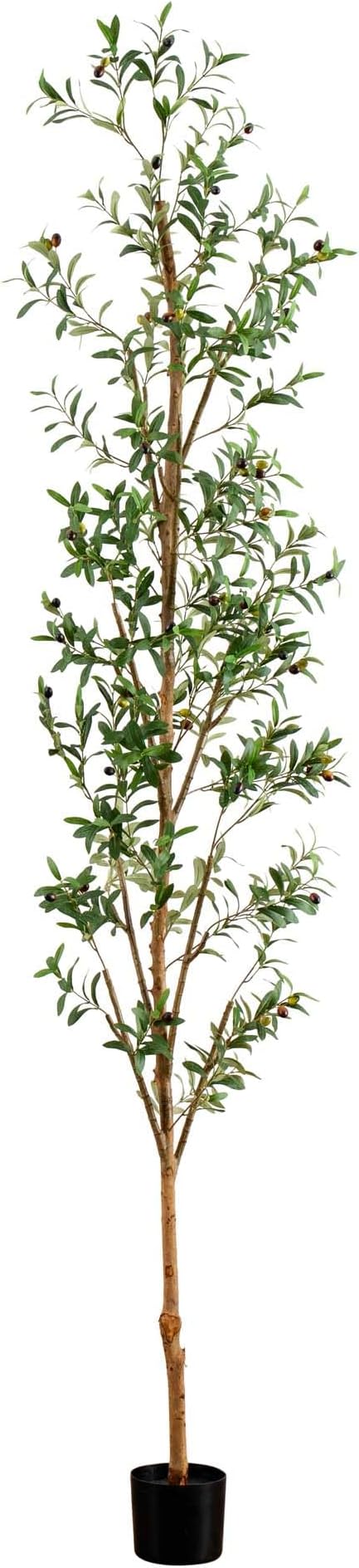 Nearly Natural 9FT Tall Silk Faux Olive Tree for Home and Office Decor, Potted with Natural Wood Trunk, Realistic Branches and Lifelike Fruits