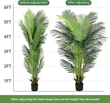 6 Ft Artificial Tropical Palm Tree With 24 Removable Leaves - Large Faux Plant for Indoors and Outdoors, Silk Housewarming Gift, K185
